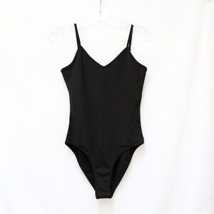 NWOT Shein V-neck bodysuit black sleeveless minimalist new base layer Small S